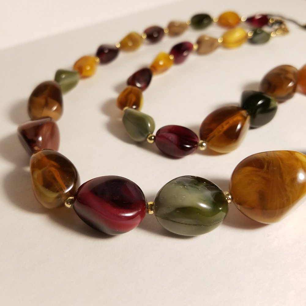 Genuine Marbled Lucite Multicolor Necklace